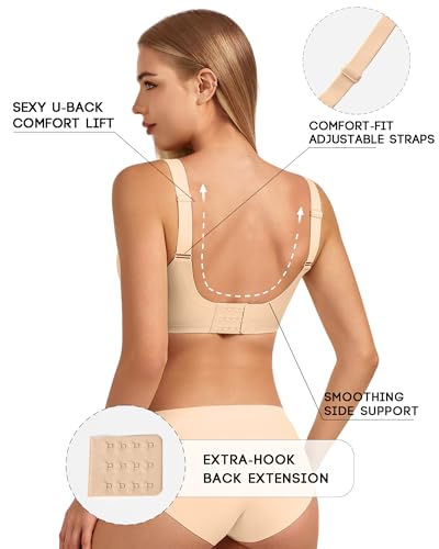 Image of VQJ Women's Full Coverage Jelly Comfort Support Wireless Bra with Breathable V-Mesh, No Underwire Push Up Everyday Bralette