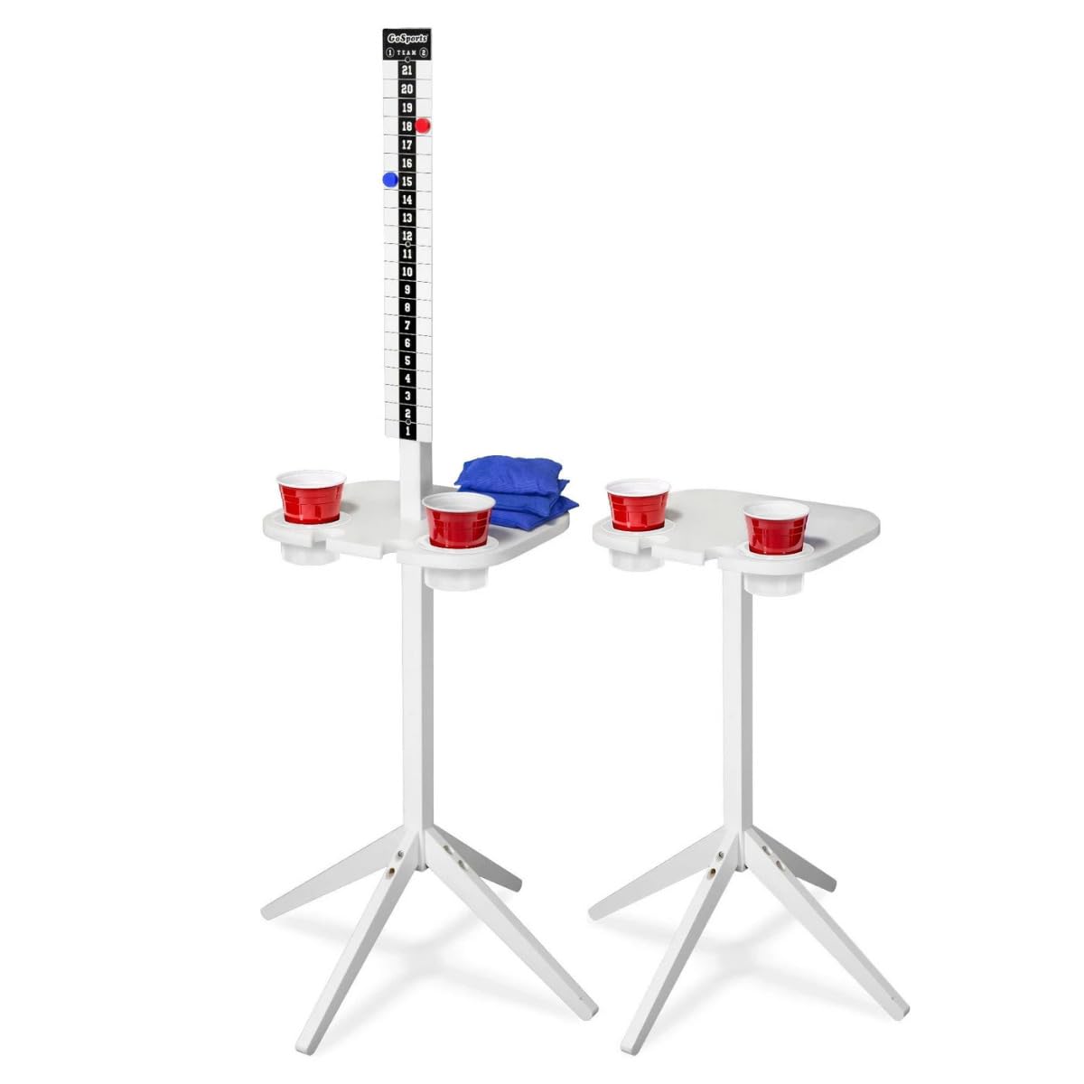 GoSports Score Caddy Set of 2 Outdoor Scoreboard Tables with Drink Holders