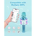 Amazmic Kids Karaoke Microphone Machine Toys for Girls Bluetooth Microphone with LED Light, Birthday Gift for Girls Boys 3 4 5 6 7 8 9 10 11 12 Year Old Kids Toys(Blue) - Image 3