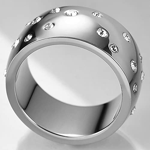 Jude Jewelers 10MM Stainless Steel Chunky Strong Cubic Zircon Filled Eternity Wedding Band Ring2