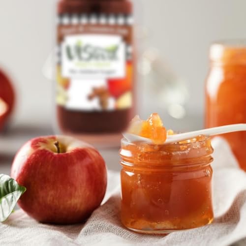 VIStevia Sugar Free Apple and Cinnamon Jam, Diabetic & Keto Friendly - Sweetened Naturally With Stevia and Erythritol, More Than 60% Apple Chunks in each Jar - Delicious To Taste, Pack of 1 (400G)