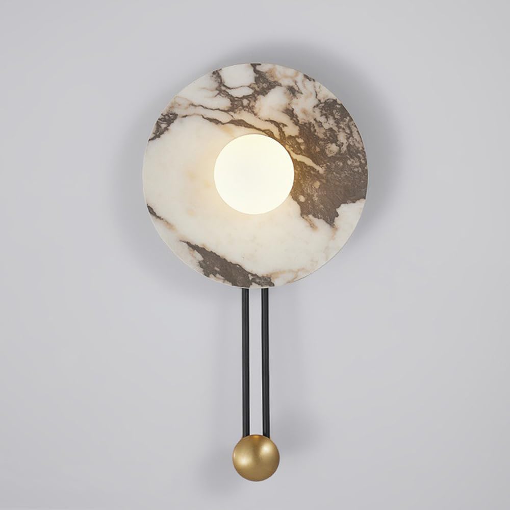 JISHUBO Modern Industrial Style Wall Light,G9 Light Source Marble Wall Lamp, Hardwired Indoor Wall Sconce, Restaurant Living Room Corridor Wall Mounted Lighting Fixtures