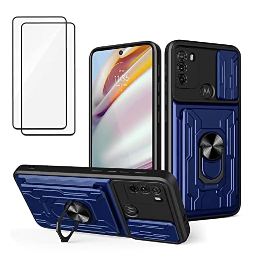 Capa para Motorola Moto Edge 30 com cobertura para câmera e suporte para suporte de câmera Militar Grau de proteção à prova de choque com suporte magnético para carro para Motorola Moto Edge 30 (azul)