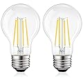 LUXRITE Vintage A19 LED Light Bulbs 100 Watt Equivalent, 1600 Lumens, 4000K Cool White, Dimmable Edison Light Bulbs, 12W, Damp Rated, UL Listed, Clear Glass Filament Bulb, E26 Medium Base (2 Pack)