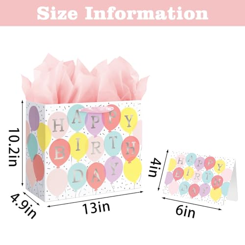 Laidans 13 Inch Large Happy Birthday Gift Bag With Tissue Paper And Card For Girls Kids Women Birthday thumb #1