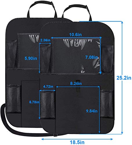 Car Backseat Organizer with 10\" Table Holder, 9 Storage Pockets Seat Back Protectors Kick Mats for Kids Toddlers, Travel Accessories - Thumbnail 5