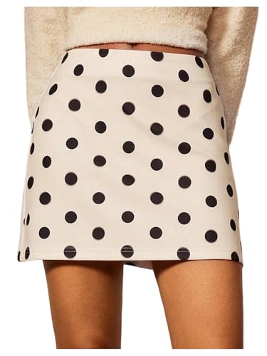 MakeMeChic Women's Polka Dots Mini Short Skirt Straight Stretch Business Skirts