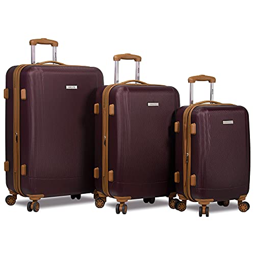 Dejuno Legion New Generation 3-pc Hardside Spinner TSA Combination Lock Luggage Set, Burgundy (25DJ-8242-Burgundy)