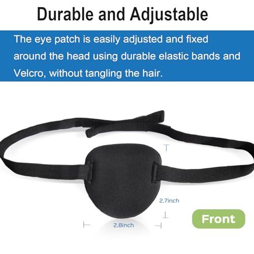 Image of 2 Pcs Eye Patches for Adults and Kids,3D Adjustable Eyepatch for Right or Left Eye,One Eye Cover for Lazy Eye,Pirate Costume(Black)