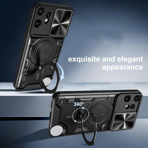 Image of Designerz hub CMF Phone 2 Pro Back Case | Hybrid Case with 360 Degree Rotating Finger Ring Holder + Slider Shutter Camera Protection Case for CMF Phone 2 Pro- Blue