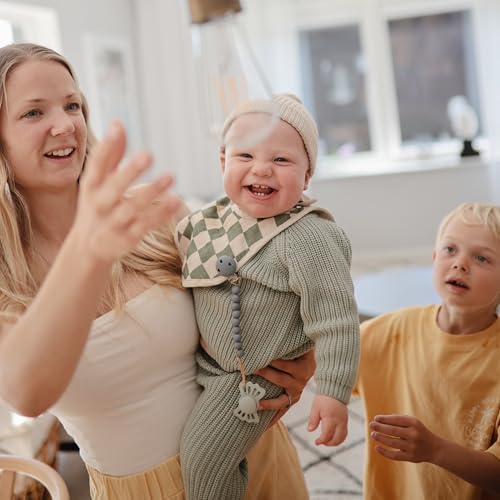 Image of FRIGG Lucky Symmetrical SilkySoft Silicone Baby Pacifier | Made in Denmark | BPA-Free (Sage /Great Gray 0-6 Months)