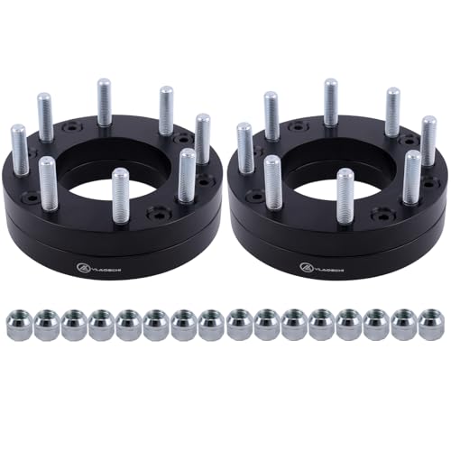 Image of VLAOSCHI Black Forged 5x5.5 to 8x6.5 Wheel Adapters 2 Inch 14x1.5 Studs Compatible with Dodge-Ford-Ram 5 Lug 5x139.7 Truck Converted to 8 Lug 8x165.1 Rims - Pack of 2