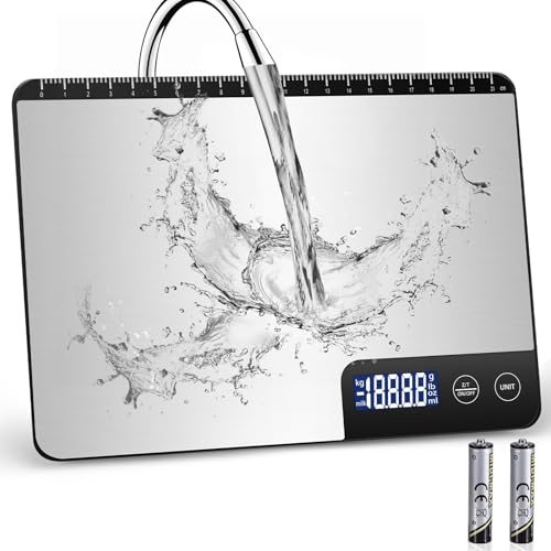 Drcowu Bilancia Cucina Digitale 15kg, Spegnimento Automatico (3, 10, 60 Min), Precisione 1g, Display LCD, Pesa Alimenti in Grammi & Oz, Ideale per Cucina, Baking, Casa