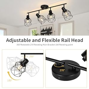 Wilon track lighting fixtures ceiling 4 light flush mount ceiling spot lights industrial track light black kitchen light fixtures rotatable spotlight for kitchen hallway living room e26 base  urban country home decor