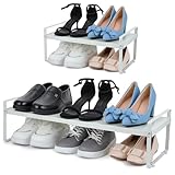 Caeuiciw 1-Tier Expandable Shoe Rack, Adjustable Closet Shoe Storage Organizer, Heavy Duty...