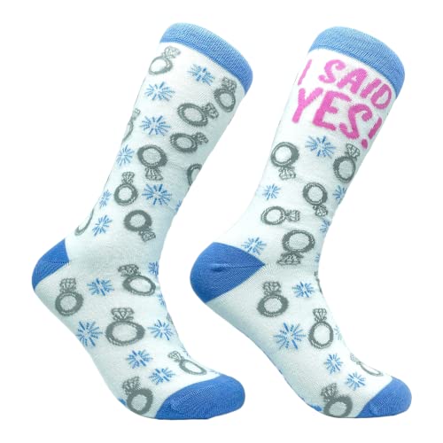 Crazy Dog T-Shirts Womens I Said Yes Socks Cute Bride Wedding Party Engagement Footwear #TOP16