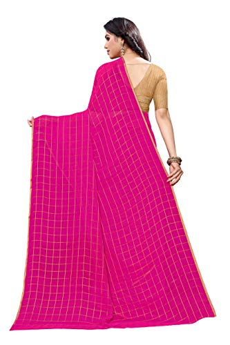 Image of AKHILAM Women's Chanderi Linen Saree with Blouse Piece