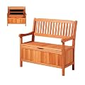 VEVOR Outdoor Storage Bench, 2-Person Wooden Storage Bench, 33 Gallons Deck Box with Side Handle, Supports up to 705 lbs, Outdoor Seating & Porch Decor, for Patio Garden Balcony Yard