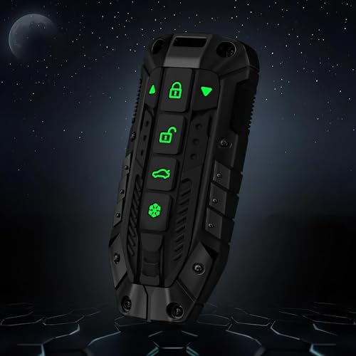 Image of REWOP Metal Black Car Key Protective Shockproof Cover /Case and Keychain Compatible with Mahindra BE 6, XEV 9e / 9s EV, XUV 7XO Smart Key