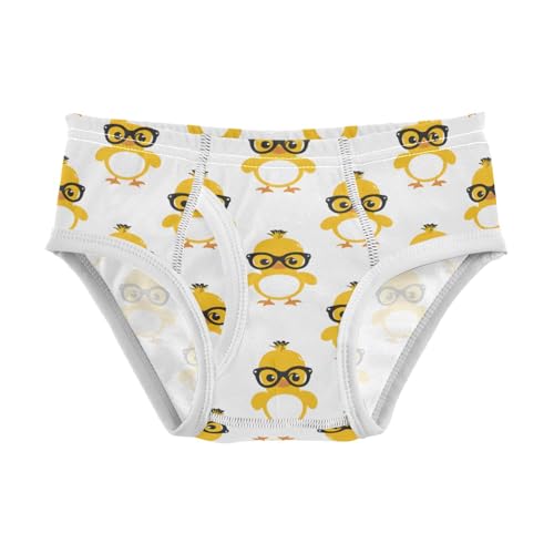 Cute Yellow Duck with Black Glasses Boys' Underwear 100% Cotton Boys' Briefs Soft Toddler Underwear