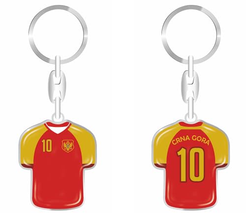 daged Porte-clés Monténégro - Motif maillot - Revêtement en résine - Effet 3D + autocollant - Fonctionnalité pratique - TR, multicolore, 90 mm