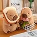 Karoeiwa Capybara Plush Holding Flower 11 inch Cute Tulip Capibara Stuffed Animal Ultra Soft Plushies Toys Kawaii Gifts for Kids Brown