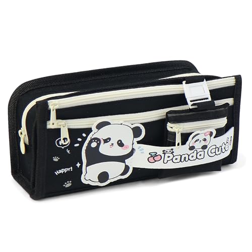 LJCZKA Cute Panda Pencil Case Large Capacity for Girls Boys Pencil Pouch with Compartments Panda Stationery for Office College School