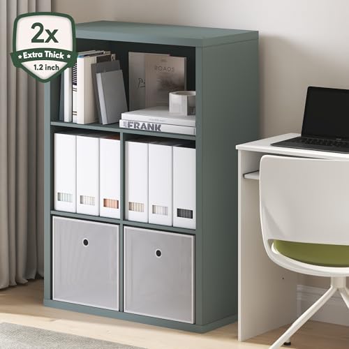 Image of Furinno Cubicle Book Shelf, 5-Cube Bookshelf, Extra Thick Frame Cube Storage Organizer Bookcase with Closed Back, 15.3 x 29.9 x 43.3, for Living Room, Bedroom, Home Office, Sage Green