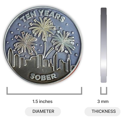 Image of The Achieve Mint 10 Years Sober Token | Ten Years Sober Chip | Non-AA Gift, Non-Religious Medallion for Men and Women Celebrating Sobriety
