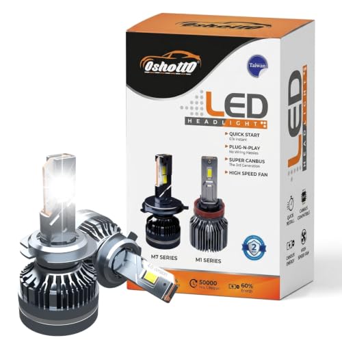 Image of Oshotto M7 Series H7 /H18 430 Watt (215W+215W) LED Headlight /Foglight Bulb, 40000Lumens 6500K Cool White, with 2 Year Warranty (Pack of 2)