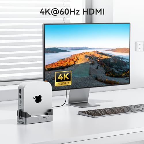 Image of ANYOYO Mac mini M4 Dock, 10Gbps 8TB NVMe M.2 SSD Enclosure, HDMI 4K@60Hz, 2xUSB-A 3.1, 2xUSB-A 2.0, SD /TF Card Reader, PD30W, Wi-Fi Signal Friendly, USB Hub with Cooling Fan for Mac mini M4&M4 Pro