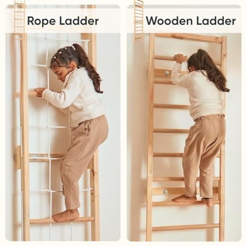 Image of Curious Cub Jungle Gym for Kids Indoor | Kids Gymnastics At Home Gym | Contains Rock Climbing, Wall Climbing for Kids | Ladder for Kids to Play Indoor Fun Activity for Ages 4+ (SS 4, 8.5 FEET)