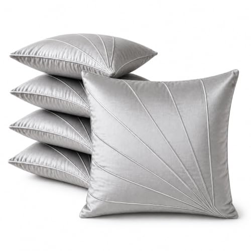 Image of Noor Silk Cushion Covers Pack of 7 | 16x16 Inches, Silver