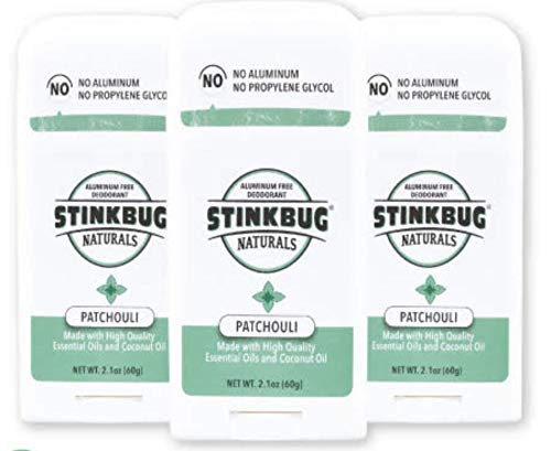 Natural Deodorant By Stinkbug, All Natural Deodorant with Coconut Oil and Natural Scents, Patchouli 3 Pack