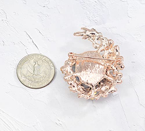 Gyn&Joy Gold Tone Blue Crystal Rhinestone Cluster Floral Wreath Brooch Pin Bz088 #TOP6