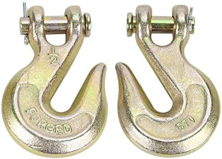 Gooeap (2 Pack) 1/2 Inch Grade 70 Clevis Grab Hooks, 12,000 lbs WLL for Wrecker Flatbed Truck Trailer Tow Chain Transport