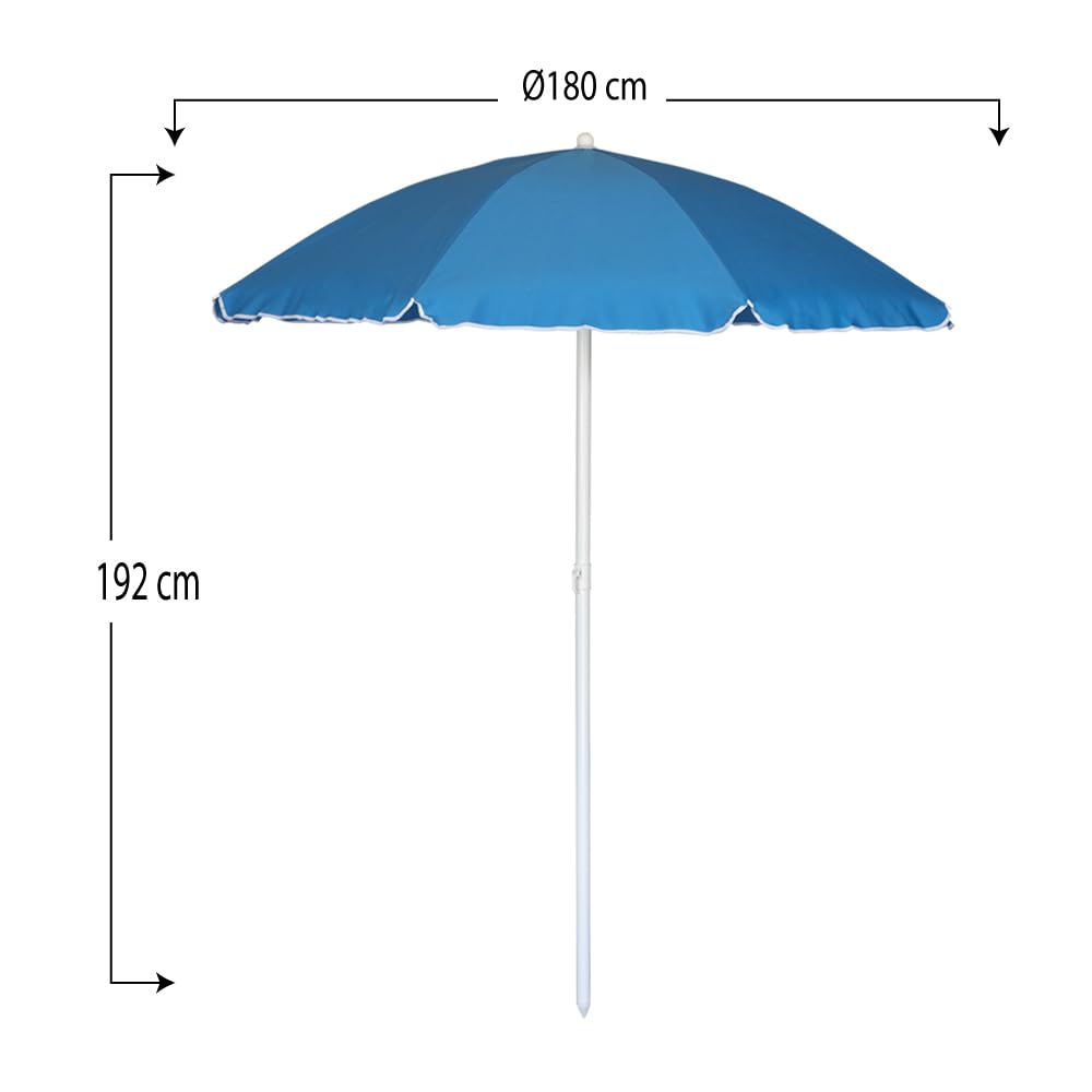 VIRSUS Ombrellone da Spiaggia 950, Diametro 180 cm, Tessuto Poliestere 440 gr, Asta in metallo da 32 mm, 8 Stecche, Snodo Regolabile, Ombrello da Mare con Sacca Tracolla