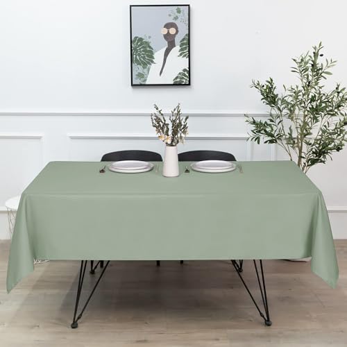 Image of sancua Rectangle Tablecloth - 60 x 102 Inch - Stain and Wrinkle Resistant Washable Polyester Table Cloth, Decorative Fabric Table Cover for Dining Tables, Buffet Parties and Camping, Sage Green