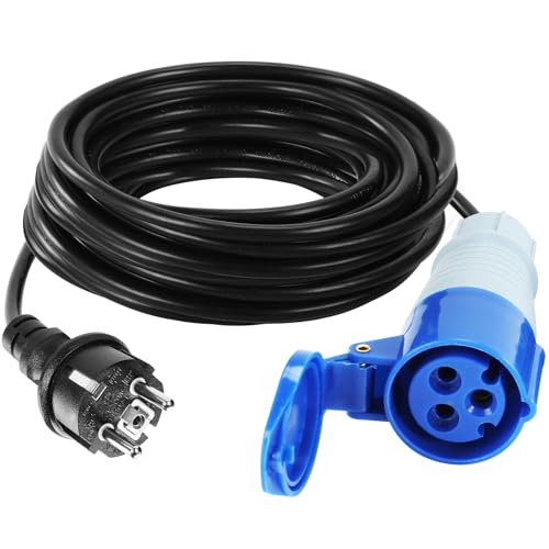 5M Câble Adaptateur CEE, 230V/16A/3 Broches Prise Camping Car, avec Capuchon De Protection, Schuko Rallonge Electrique, Accessoire Camping Car pour Bateau