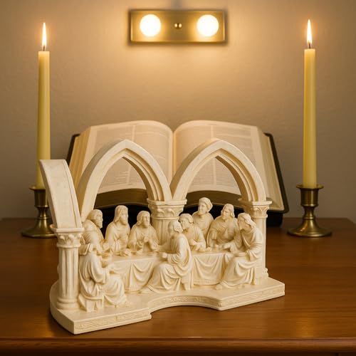 Image of DDSS Jesus and 12 Apostoles Poly Marble Last Supper Family Statue (DD-361)