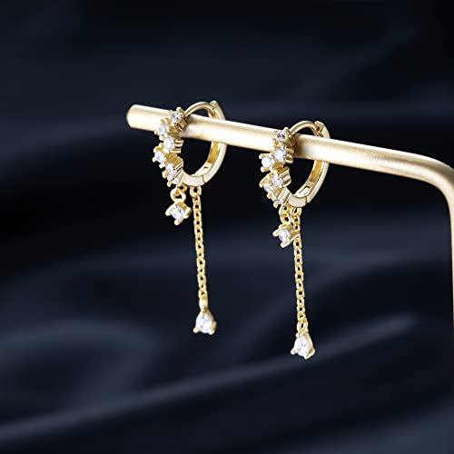 SLUYNZ 925 Sterling Silver CZ Hoop Earrings Dangle for Women Teen Girls Teardrop Huggie Earrings Drop Water Droplets Dangle Earrings Drop3