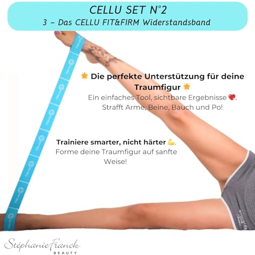 Stephanie Franck Beauty Cellulite Massage Set N°2 - enthält 1 My Body Shaper Massageroller, 2 My Cellu Shaper Silikon Cups (5,5 cm), und 1 Yoga Band - Für straffe Haut (Türkis)