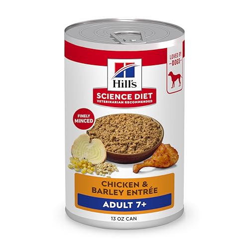 Hill's Science Diet Adult 7+, Senior Adult 7+ Premium Nutrition, Wet Dog Food, Chicken & Barley Loaf, 13 oz Can, Case of 12