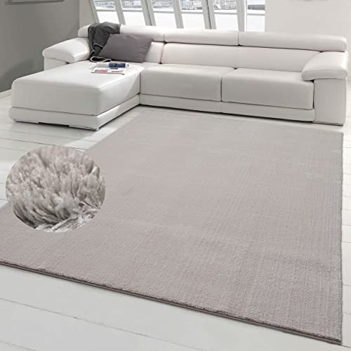 Flauschiger Teppich für die Sofaecke, waschbar (Schadstoff-geprüft), Sandfarben, 120x170 cm