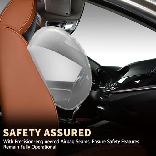 Image of FLORICH Car Seat Covers Front Seats, Luxury Waterproof Faux Leather Seat Covers Cushion, Car Seat Protectors Universal Fit for Most 5 Seats Vehicles - Brown