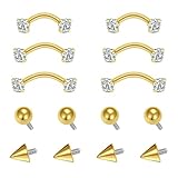 AVYRING 16g Gold Eyebrow Piercing Jewelry Tiny Eyebrow Rings Internal Thread Surgical Steel Curved Barbell Helix Daith Earrings for Women Small Belly Button Rings Vertical Labret Lip Jewelry 6mm 8mm 10mm