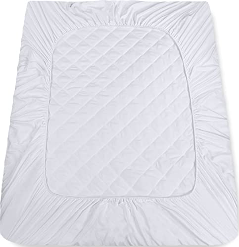 Utopia Bedding Protège Matelas 135x190cm, Couvre de Matelas Extensible Bonnets pour 38 cm Matelas Épais de Profondeur, Protège-Matelas matelassé (Blanc, 135 x 190 + 38 cm)