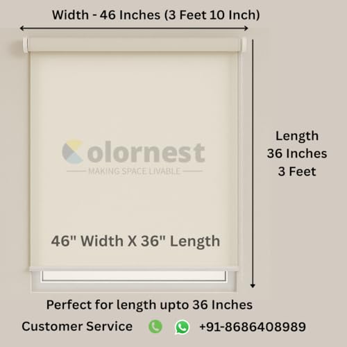 Image of 100% Blackout Roller Blinds for Windows 46 Inch W X 36 Inch L Roll-Up Shades Sun UV Protection for Home & Office, Soft Grey| Heavy Duty in 38 MM Pole