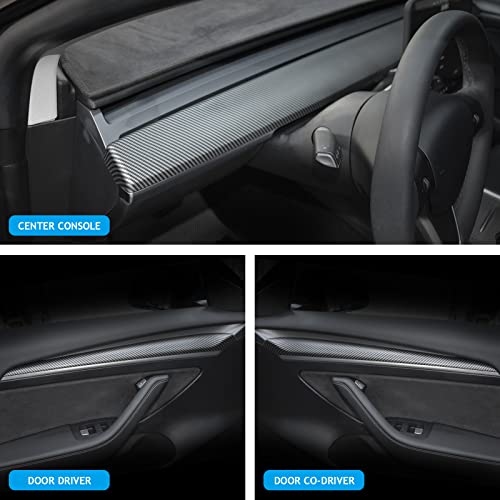 Carbon-Faser Armaturenbrettabdeckung für Tesla Model Y 2020-2023, Mittelkonsole Panel Sticker Innenzubehör für Tesla Model 3 2020-2023 (Matt)-Nicht für 2024-2025 Neue Modelle