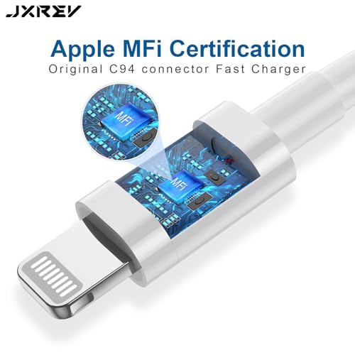 Image of Jxrev Wired Earphone Built-in Microphone & Volume Control iPhone Wired Headphones Lightning Connector Earphones Compatible for iPhone 7 /8 /XR /XS /X /11 /12 /13 /14 Pro (White) - in Ear Stereo